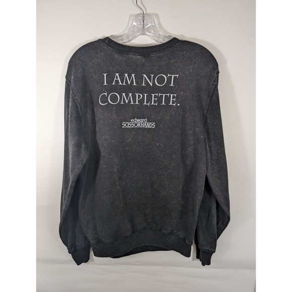 Edward Scissorhand “I Am Not Complete.” Men’s Size Large Black Crewneck Sweater - Picture 2 of 3